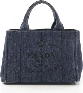 Prada Pre-owned Handbags, female, Blue, Size: ONE SIZE Pre-owned Textile Top Handle Bag with Open Top