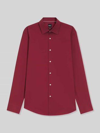 HUGO BOSS Regular Fit Businesshemd aus Baumwoll-Mix in Bordeaux, Gr&ouml;&szlig;e 39