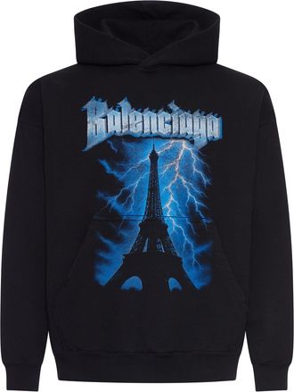 Balenciaga COTTON HOODIE WITH PLACED PRINT - Balenciaga - Man