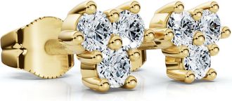 Pompeii3 Mini Trio Diamond Studs 14k Gold Lab Grown Womens Earrings