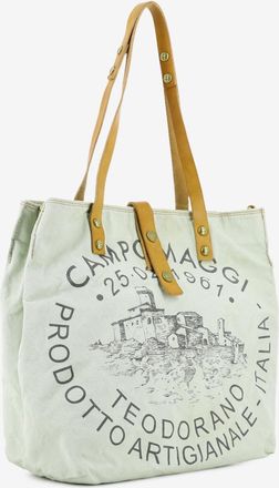 Campomaggi Borsa shopper Genziana stampa Teodorano verde acqua
