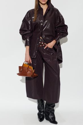 The Attico Trousers With A Shimmering Finish, Womens, Burgundy