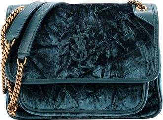 Saint Laurent Niki Chain Flap Bag Matelass&eacute; Chevron Velvet Baby (Authentic Pre-Loved)