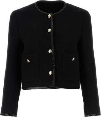 Miu Miu Black Sequin-Embellished Tweed Jacket