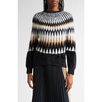 Reiss Indi Fuzzy Fair Isle Sweater in Black/Camel at Nordstrom Rack, Size X-Large