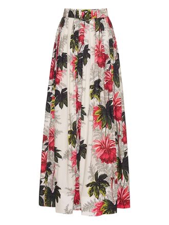 Cara Cara Greenfield floral pleated maxi skirt - women - Cotton - 0 - White