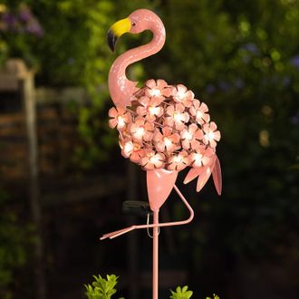 OEM 2 Luces Solares Con Forma De Flamenco, Estaca De Metal, Led Blanco C&aacute;lido, Impermeables, Para Jard&iacute;n, Camino, C&eacute;sped Y Patio