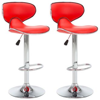 vidaXL 323645 Bar Stools 2 Pcs Red Faux Leather Vidaxl