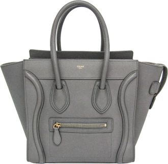 Celine Luggage Smooth Leather Gray Leather Handbag (Pre-Owned)