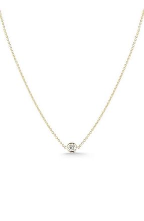 Roberto Coin Tiny Treasures Diamond Bezel Necklace in Yellow Gold at Nordstrom, Size 16