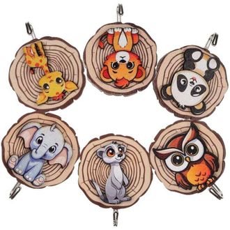 OEM Ganchos Para Abrigos Con Forma De Animal, Juego De 6 Piezas, Ganchos De Madera Autoadhesivos, No Requieren Perforaci&oacute;n, Ganchos De Pared De Madera Aut