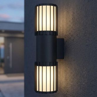 Globo Lighting Lampada Da Parete A Led Per Esterni, Lampada Da Facciata Ip54, Antracite, Up & Down, H 38 Cm