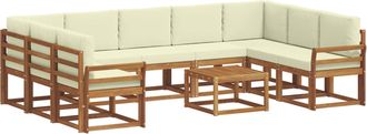 vidaXL Conjunto De Sof&aacute;s De Exterior 10 Uds. Natural Y Crema Vidaxl