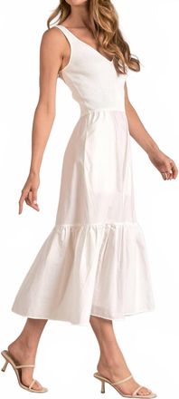 Elan Mixed Media Dress In Off White