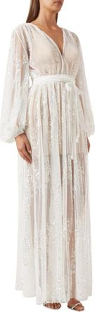 Bronx and Banco Amber Maxi Jurk - Dames - Maxi kleedjes - Wit - M - Pailletten - Kleedjes