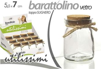 Trade Shop Trade Shop - Set 12pz Barattolo Barattolino In Vetro Trasparente Tappo Sughero 5.5x7cm 715754