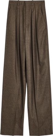Saint Laurent Subtle-chevron Straight-leg Wool Trousers - Brown - 38 (UK10 / S)