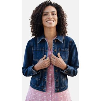 Yumi Stretch Denim Pocket Detail Jacket in Blue at Nordstrom, Size 14