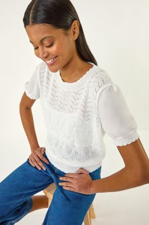 Roman Pointelle Knit Tee