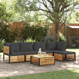 vidaXL Set De Sof&aacute;s De Jard&iacute;n Con Cojines 6 Pzas Madera Maciza Acacia Vidaxl