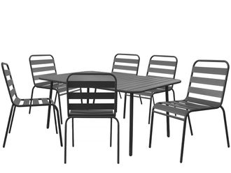 Habitat et Jardin Habitat Et Jardin - Conjunto De Muebles De Jard&iacute;n Met&aacute;licos bilbao - 6 Plazas - Gris