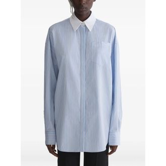 MUGLER Striped Collared Shirt