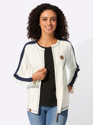 Casual Looks Shirtjacke CASUAL LOOKS Shirtjacke, Damen, Gr. 36, ecru, marine, 50% Baumwolle, 50% Polyester, unifarben, Rundhals, Shirts Shirtjacke