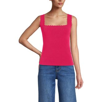 Lands End High Retention Square Neck Tank Sweater in Berry Rouge at Nordstrom, Size X-Large