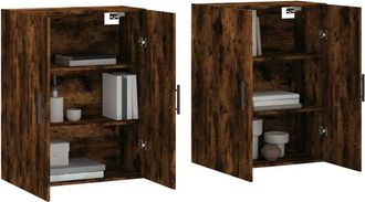 Berkfield Home Wall Mounted Cabinets 2 pcs Smoked Oak 69.5x34x90 cm in Brown