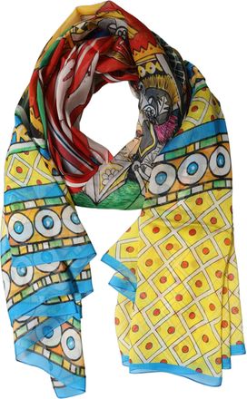 Dolce & Gabbana Multicolor Silk Printed Shawl Stole Womens Scarf