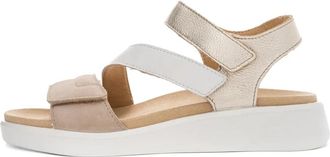 Ara Elegante Sandaal in Zand/Wit/Platin - Dames - Sleehakken - Beige - 39 EU - Leer - Schoenen