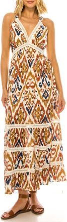 A Collective Story Ikat Print Halter Maxi Dress in Snow White at Nordstrom, Size X-Large