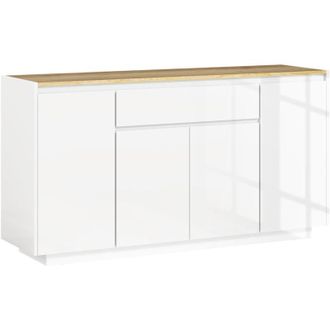 HOMCOM Credenza Moerna con Cassetto e 3 Armadietti Ripiani Regolabili Bianco - Homcom