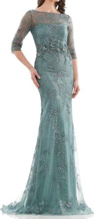 Colors Dress Lace Embellished Gown In Sage