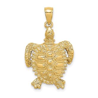 Diamond2Deal 10k Yellow Gold 2-D Sea Turtle Spiny Shell Charm