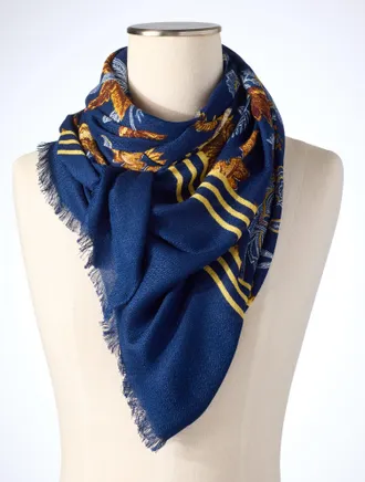 Talbots Etched Toile Oblong Scarf - Ink - 001 - 100% Cotton Talbots