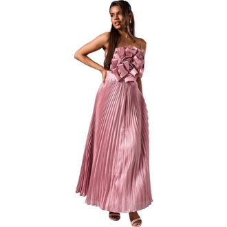 Coast Petite Metallic Pleated Corsage Dress in Pink at Nordstrom, Size 12P