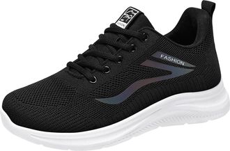 Generic Men Casual Fashion Sports Shoes with Pattern Design Solid Color Lace Up Non Slip Comfortable Footwear for Daily Wear (Black, 7.5)