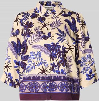 Lollys Laundry Boxy Fit Bluse im Allover-Look Modell Bono in Lila, Gr&ouml;&szlig;e XS