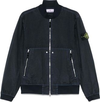 Stone Island Geribde Jas met Ritssluiting - Heren - Bomber jackets - Blauw - XL - Jassen