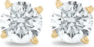 Pompeii3 1 1/4Ct Round Brilliant Cut Natural Diamond Studs in 14K Gold Basket Setting