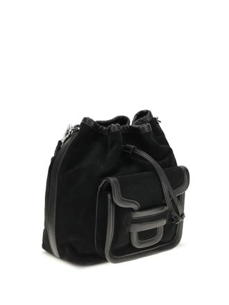 Pierre Hardy Womens Bucket Bag Alpha Black Calf Suede Leather