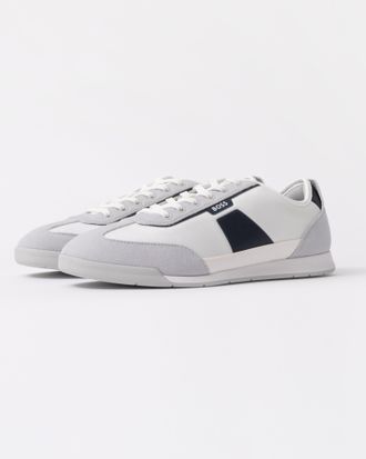 Boss Orange by Hugo Boss Mens Nitan Nymith Low-Top Trainers Logo Detail in White - Size UK 11