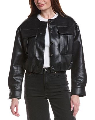 endless rose Vegan Leather Button Jacket