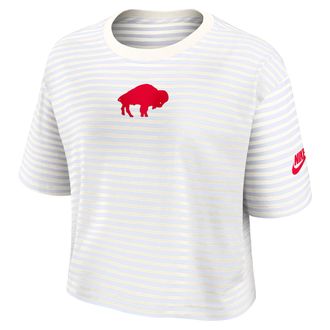 Nike Buffalo Bills Striped Nike Womens NFL Cropped T-Shirt in White | 048PEW9981V-MXN
