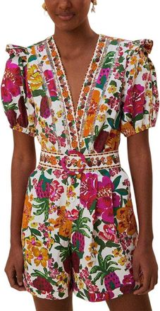 Farm Rio Farm Rio Flowerful Sketch Off-White Romper