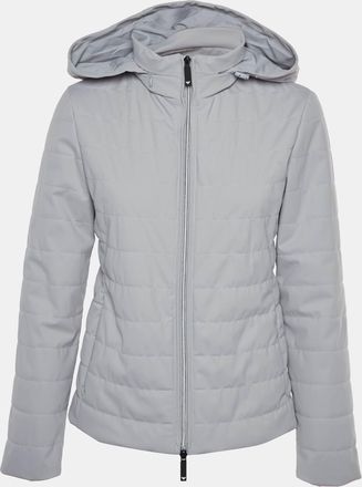 Emporio Armani Light Grey Synthetic Hooded Quilted Jackets