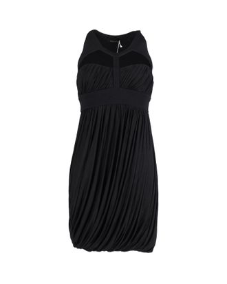 Versace Versace mini-jurk met harnashals en plooien in zwarte viscose