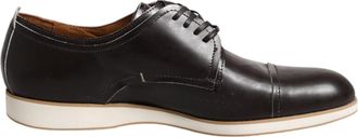 Pollini Dark Brown Leather Derby Lace Up Dress Formal Mens Shoes