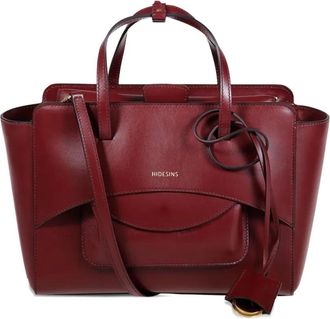 Hidesins Borsa tote in pelle con battente - Rosso